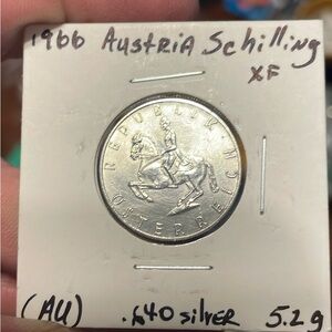 1966 Austrian 5 schilling. 64% Silver